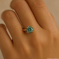 Ring worn on finger to show scale and fit