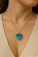 Pendant worn on neckline to show scale and appearance when worn