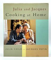 Front cover of the hardcover book showing Julia Child and Jacques Pepin, with title and authors on dust jacket.