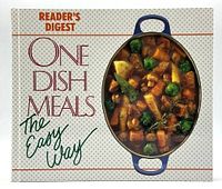 Front cover of the Reader's Digest cookbook One Dish Meals The Easy Way with picture of a stew in a blue-handled dish.