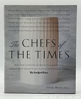Front cover of The Chefs of The Times 2001 hardcover cookbook showing title, subtitle, and featured chefs' names.