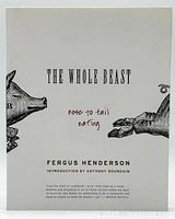 Front cover of The Whole Beast: Nose to Tail Eating book featuring illustrations of pig parts and title text.