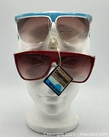 Front view of both sunglasses on display head