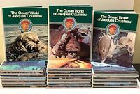 Front view of three sample volumes stacked on remaining books