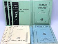 Front covers of all nine scripts showing titles and publishers