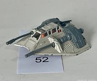 Front perspective of the vintage die cast Hoth Rebel Snowspeeder showing cannons, cockpit windows, and detailing.