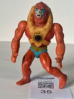 Front view of the vintage Beast Man MOTU action figure standing showing paint details and articulation.