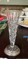 Lead crystal aperitif glass with detailed cut design on stem and base