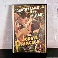 Front view of the framed 1976 Jungle Princess movie poster showing artwork and title.