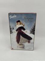 Front view of the original box featuring Victorian Ice Skater Barbie in costume with snowy background.