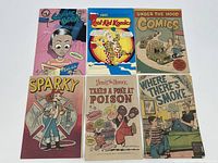 Top view of the 6 mixed publisher comics showing full covers.