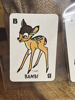 Front view of Bambi playing card from 1946 Disney Russell Games series