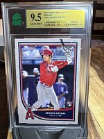 Front of 2018 Shohei Ohtani rookie card in graded slab with Gem Mint 9.5 label