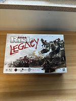 Game box closed with Risk Legacy title and detailed artwork of soldiers and mech shown