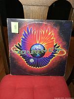 Front cover of Journey Infinity vinyl album with colorful bird artwork