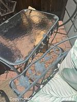 Top view of textured glass tabletop showing condition and structure.