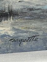 Close-up photo showing the artist's signature 'Paquette' on the oil painting.