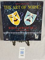 Front cover of the vinyl LP album 'Who's Afraid of...? The Art of Noise' showing theatrical masks and title text.