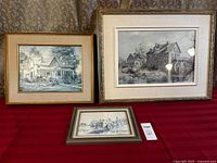 Three Keirstead paintings displayed together showing sizes and frames.
