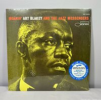 Front cover of Moanin’ LP with shrink wrap and Blue Note sticker