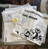 Clear and printed record sleeves with adapter on top