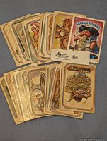 Spread of 34 Donruss Baseball Super Freaks cards with one Garbage Pail Kids sticker on top.