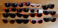 Full layout of all sunglasses showing variety of colours and styles
