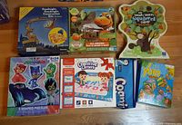 All six games and puzzles laid out together