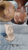 Overview showing bowl, pitcher, owl figurine