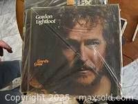 Photo of Gordon Lightfoot vinyl record album cover in protective plastic sleeve.