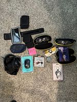 Full lot overview with all items displayed on carpeted floor