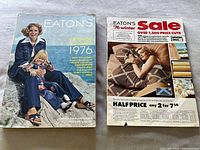 Both Eaton's 1976 catalogs, Spring & Summer and Winter Sale editions, shown side by side.