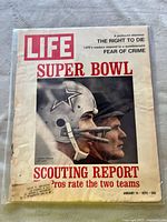 Cover of January 14, 1972 issue showing a football helmet and a football player profile with headline 'Super Bowl Scouting Report'.