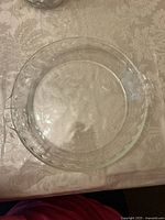 Top view of clear Pyrex pie dish on table