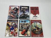 Full set of six graphic novels showing cover art of Wonder Woman, Batgirl, Black Widow, and others