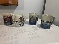 Full set of 4 Oneida Japan mugs showing all designs side by side