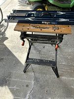 Front view of Black and Decker Workmate 350 with Wooden Top, showing general wear and condition.