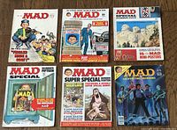 Full collection of 6 Mad Magazines with visible covers showing title and theme