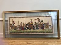 Full view of the framed painting showing the entire processional scene with Maharaja on elephant and attendant figures.