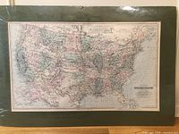 Full view of the 1880 Gray's New Map of the United States showing east to west coverage with hand coloring and detail of geographical regions, states, and railroads.