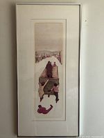 Full view of the framed artwork showing frame, mat, and image