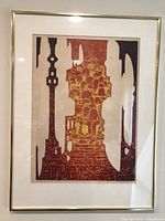 Framed woodblock print showing full artwork and frame.