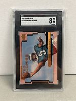 Front of the 1999 Upper Deck #235 Donovan McNabb rookie card with SGC grading label showing grade 8.