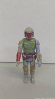 Front view of the vintage 1979 Star Wars Boba Fett action figure showing paint wear and overall condition.