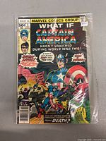 Front cover of Marvel Comics Group 'What If Captain America Hadn’t Vanished During World War Two!' issue #5 comic book in plastic sleeve.