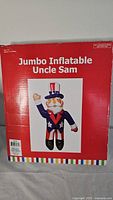 Front of the box showing the inflatable Uncle Sam figure and product name