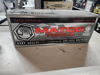 Box showing front of the Matco Tools Gary Scelzi Top Fuel Dragster collectible packaging with branding and scale details
