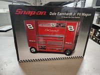 Front of retail box showing Snap-on logo, Dale Earnhardt Jr branding, No. 8 and pit wagon image