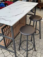 Island with stools, showing top surface and stools