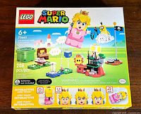 Front view of LEGO Super Mario set 71441 box showing the main interactive LEGO Peach figure, game elements, and branding.